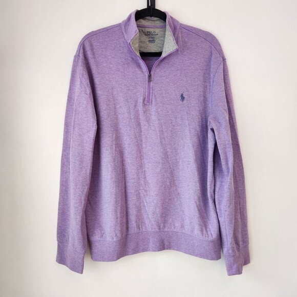 Polo Ralph Lauren Quarter Zip Purple Pullover Sweater Sweatshirt Men's M - Picture 1 of 7